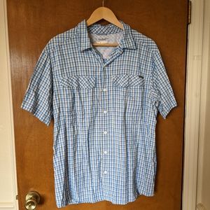 Columbia Silver River Blue Multi Plaid Short Sleeve Button Up Shirt